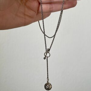 Retired Silpada Y-drop Necklace Oxidized Sterling Silver Ball Pendant Toggle Cla